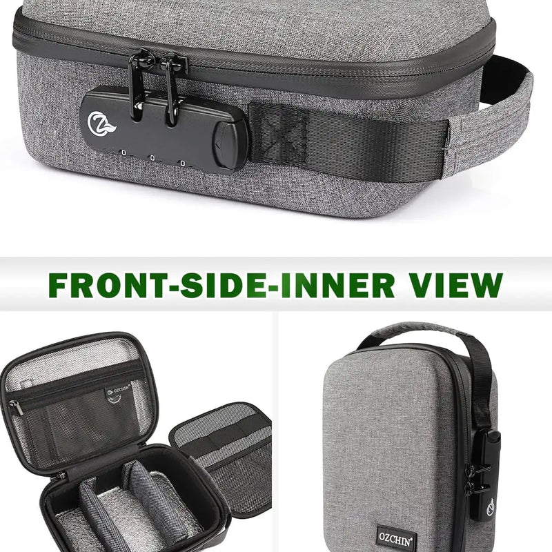 OZCHIN Hard Shell EVA Stash Bag with Lock(M,Grey)