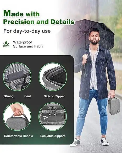 OZCHIN Hard Shell EVA Stash Bag with Lock(M,Grey)