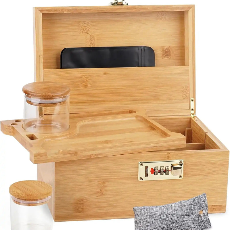 OZCHIN Locking Bamboo Stash Box Kits