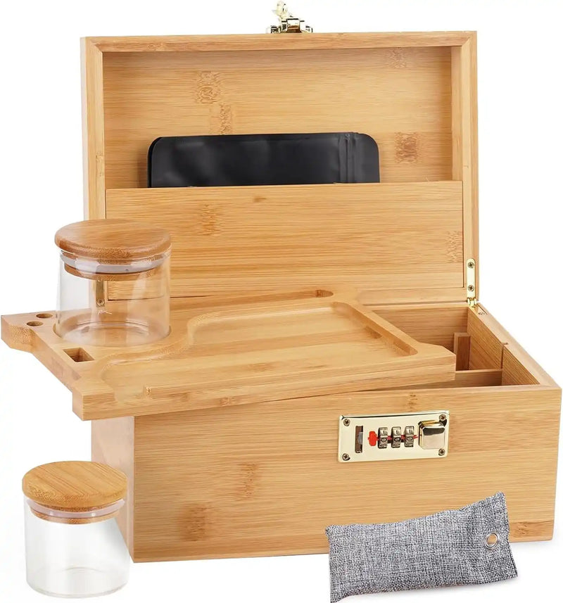 OZCHIN Locking Bamboo Stash Box Kits