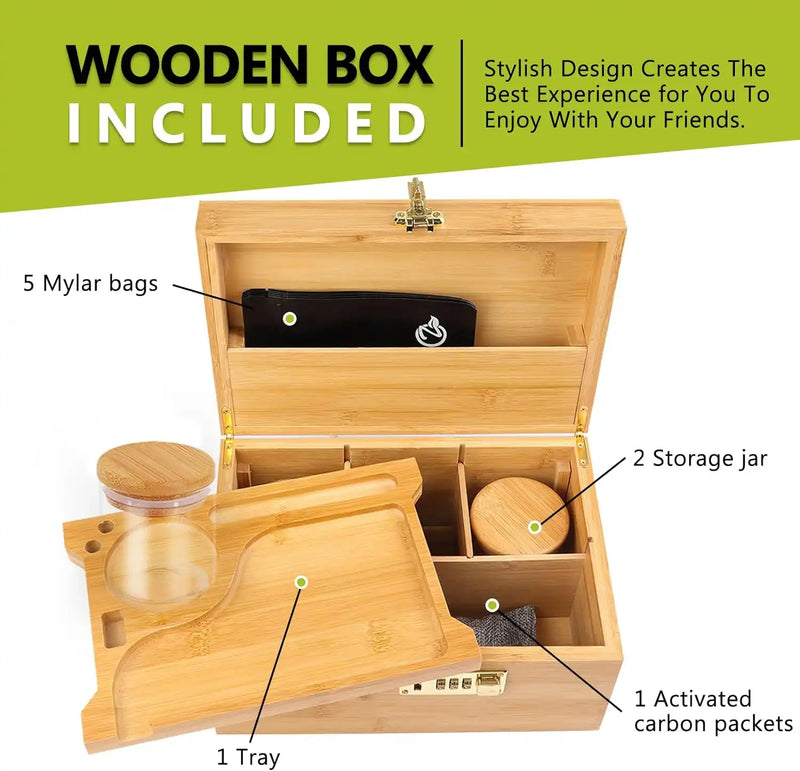 OZCHIN Locking Bamboo Stash Box Kits