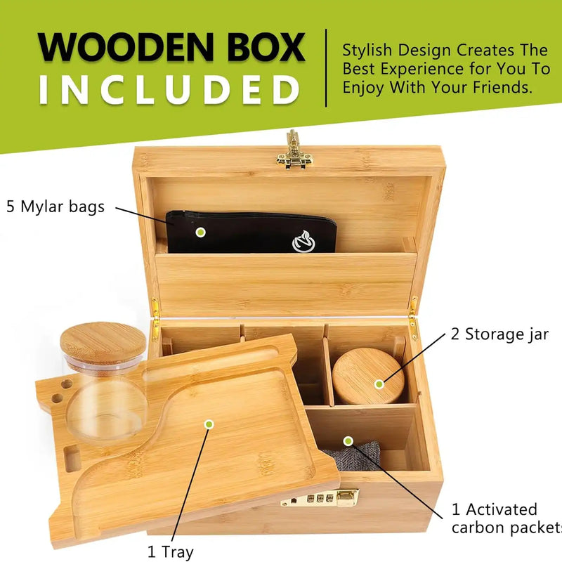 OZCHIN Locking Bamboo Stash Box Kits