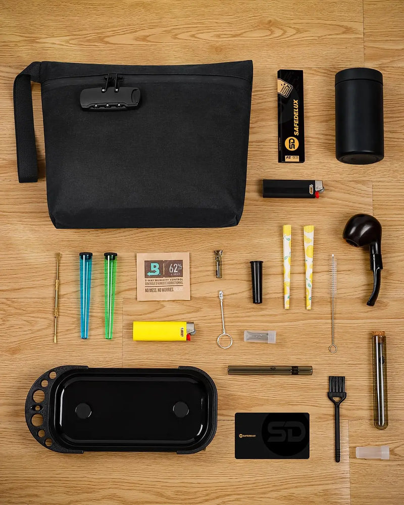 SafeDelux Smell Proof Bag with Combination Lock(Black)