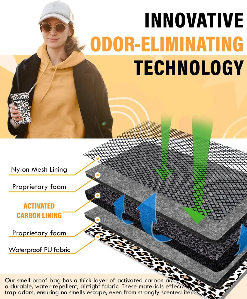 SafeDelux Odorless Bag with Activated Carbon Fiber Liner (Leopard)