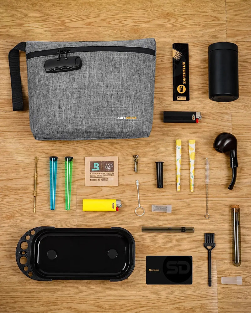 SafeDelux Smell Proof Bag with Combination Lock(Gray)