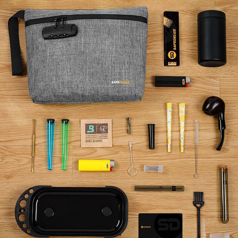 SafeDelux Smell Proof Bag with Combination Lock(Gray)