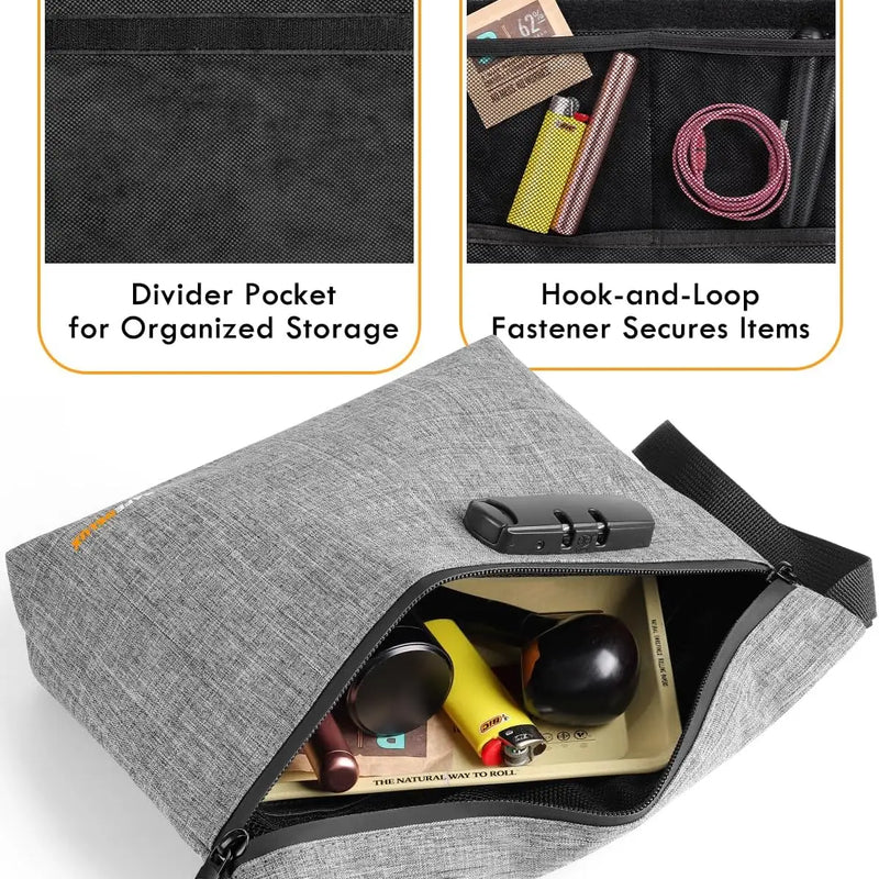 SafeDelux Smell Proof Bag with Combination Lock(Gray)