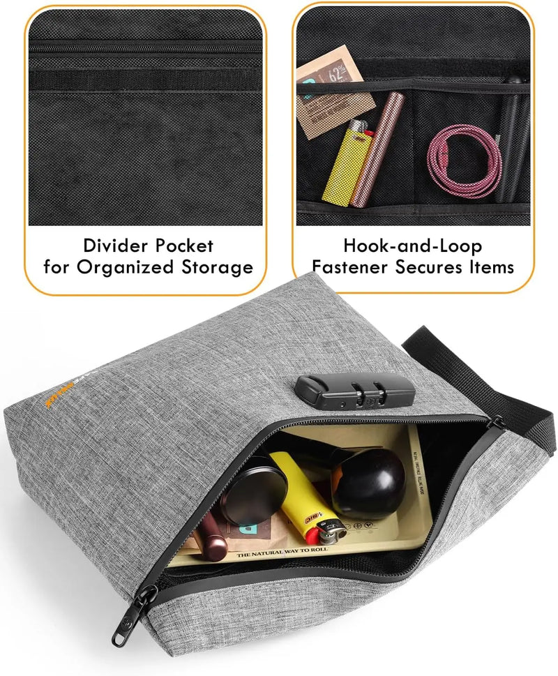SafeDelux Smell Proof Bag with Combination Lock(Gray)