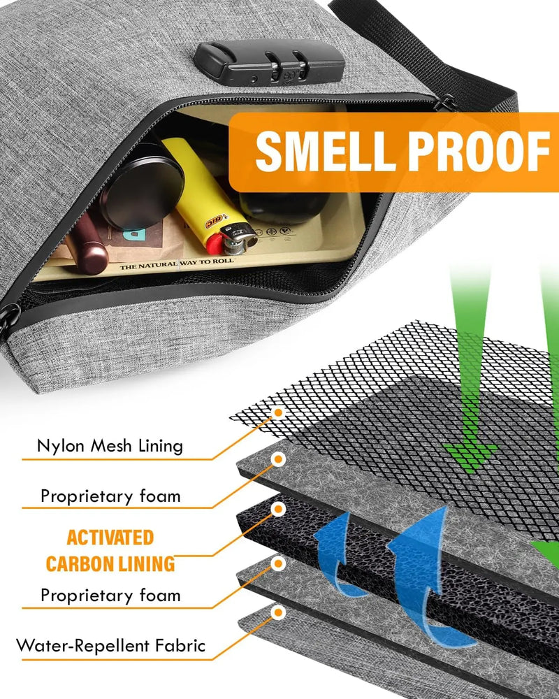 SafeDelux Smell Proof Bag with Combination Lock(Gray)