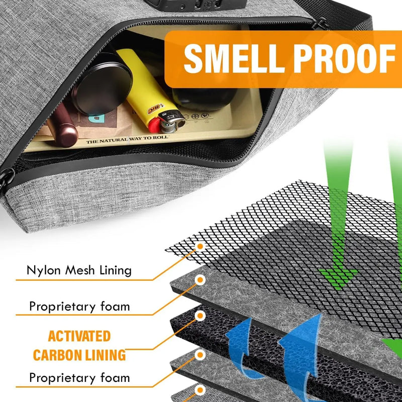 SafeDelux Smell Proof Bag with Combination Lock(Gray)