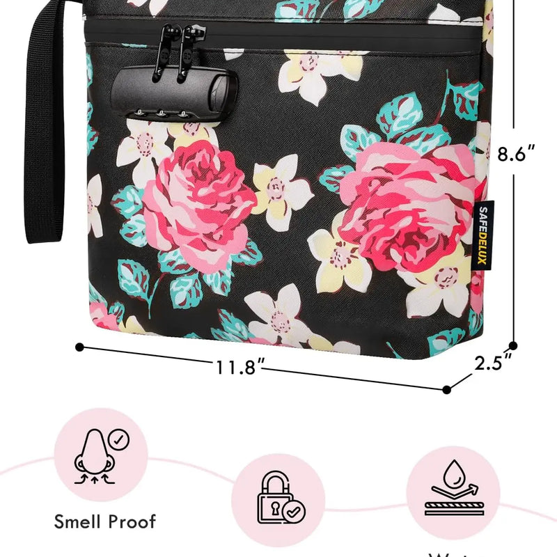 SafeDelux Smell Proof Bag with Combination Lock(Flower)