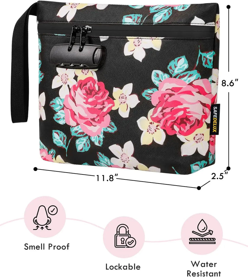 SafeDelux Smell Proof Bag with Combination Lock(Flower)