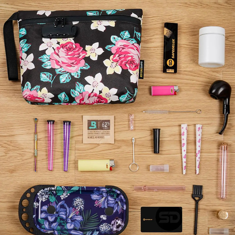 SafeDelux Smell Proof Bag with Combination Lock(Flower)