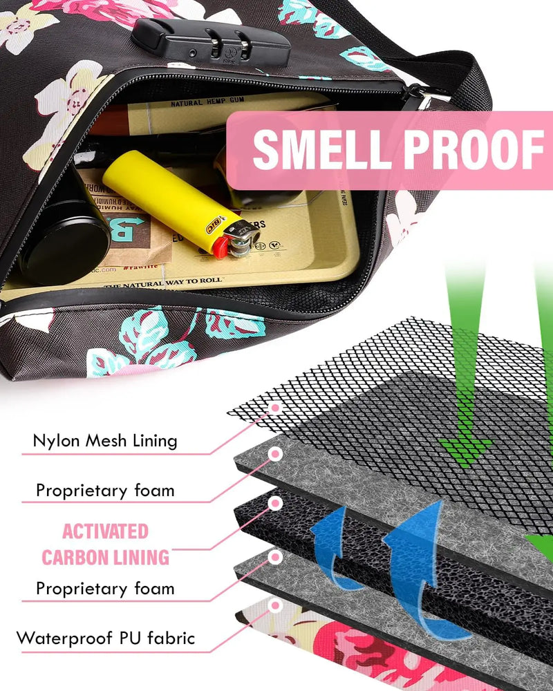 SafeDelux Smell Proof Bag with Combination Lock(Flower)