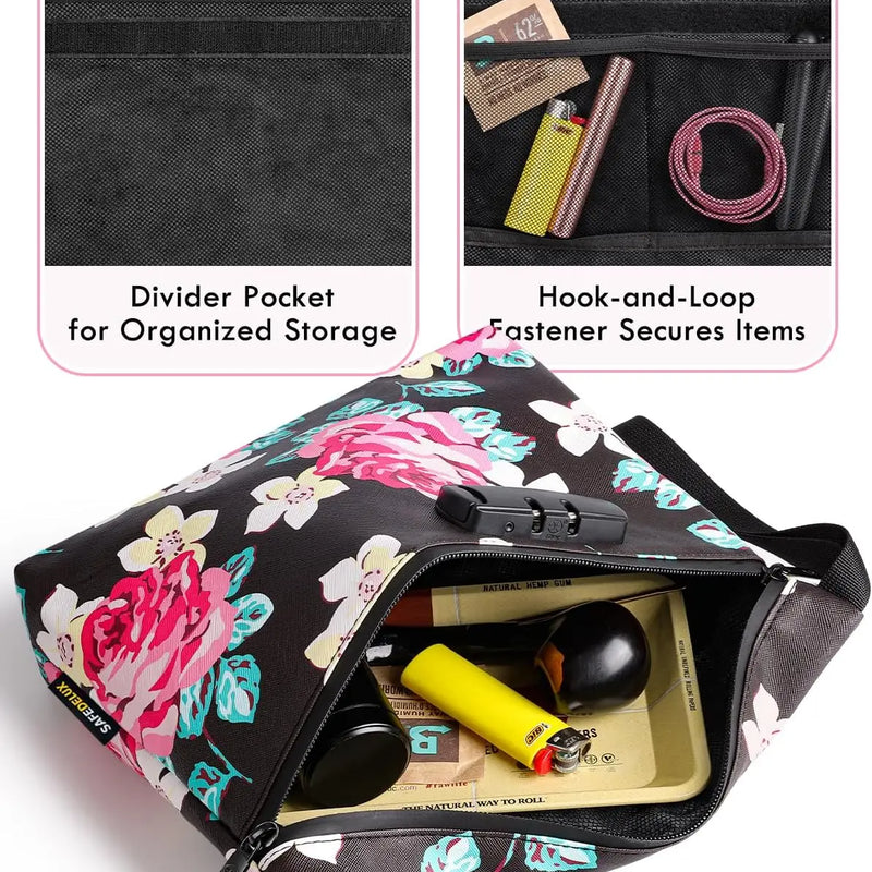 SafeDelux Smell Proof Bag with Combination Lock(Flower)