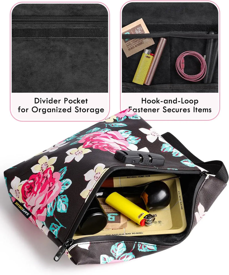 SafeDelux Smell Proof Bag with Combination Lock(Flower)