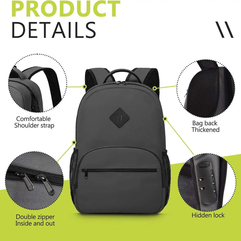 OZCHIN Smell Proof Backpack With Combination Lock(Black)