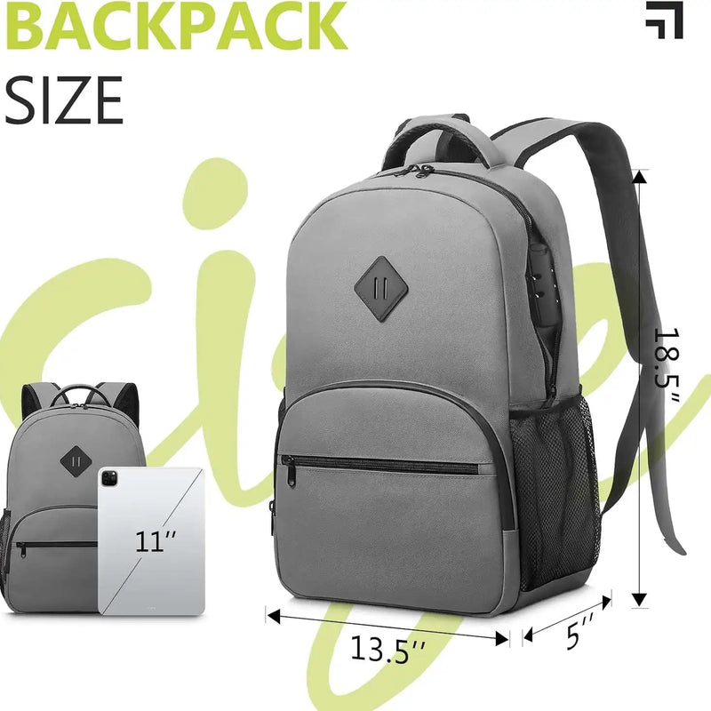 OZCHIN Smell Proof Backpack With Combination Lock(Gray)