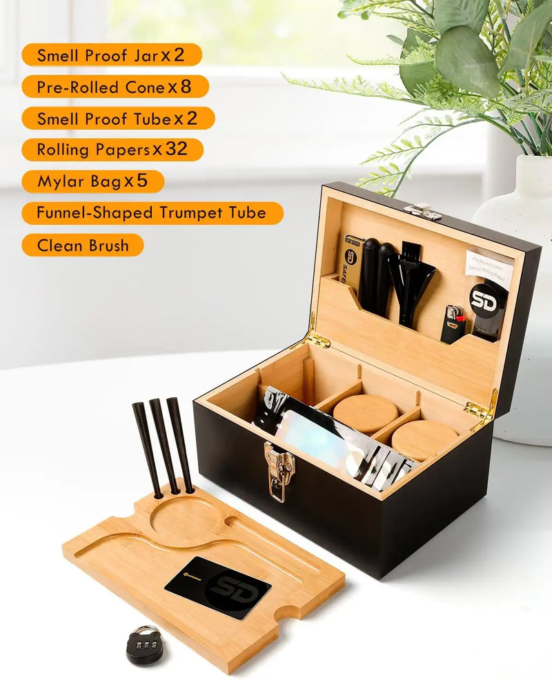 SafeDelux Lockable Stash Box with Kits 9.8x6.8x4.9