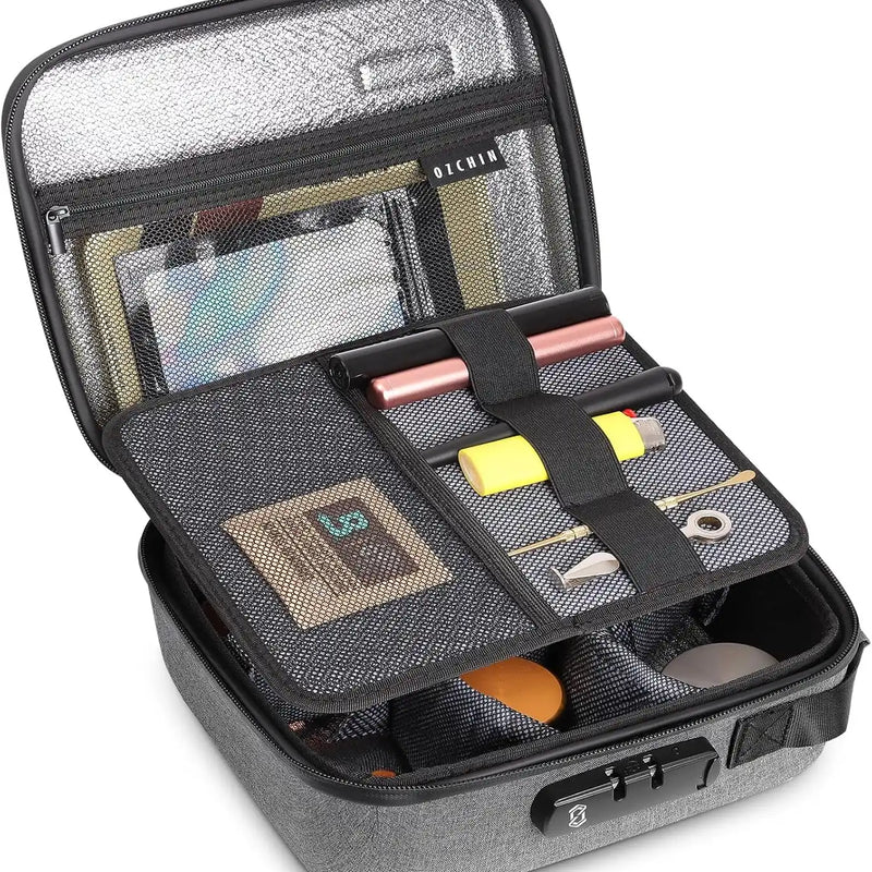 OZCHIN Hard Shell EVA Stash Bag with Lock(L,Grey)