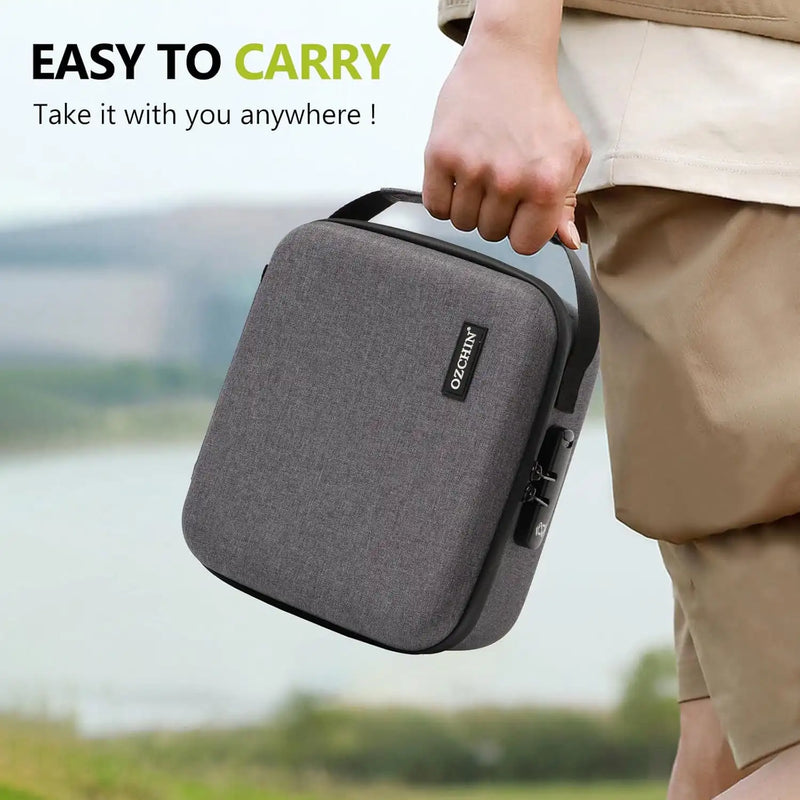 OZCHIN Hard Shell EVA Stash Bag with Lock(L,Grey)
