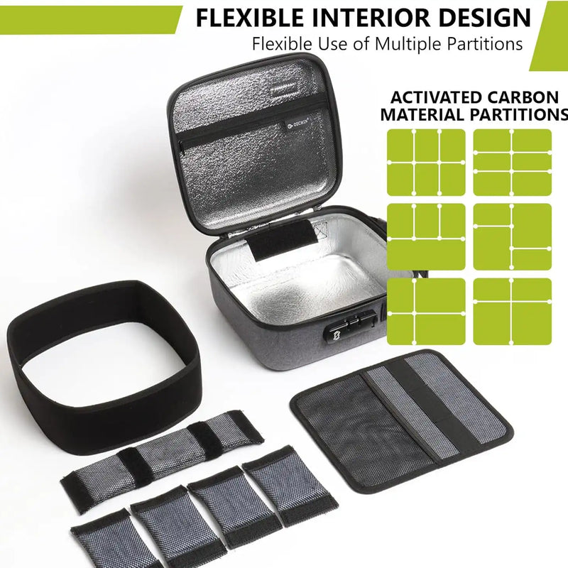 OZCHIN Hard Shell EVA Stash Bag with Lock(L,Grey)