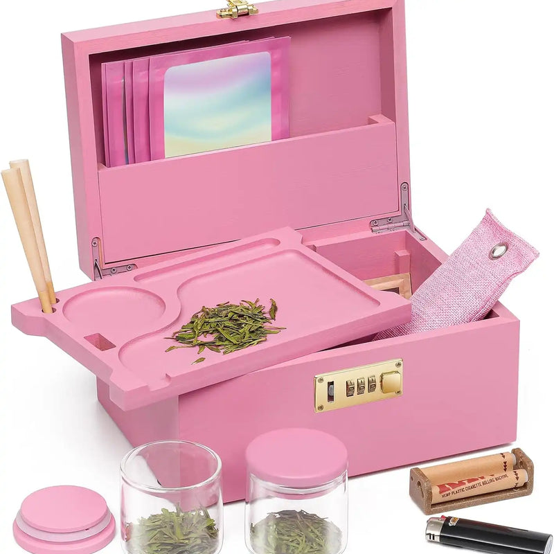 OZCHIN Locking Bamboo Stash Box Kits