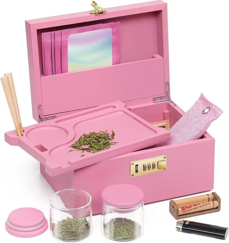 OZCHIN Locking Bamboo Stash Box Kits