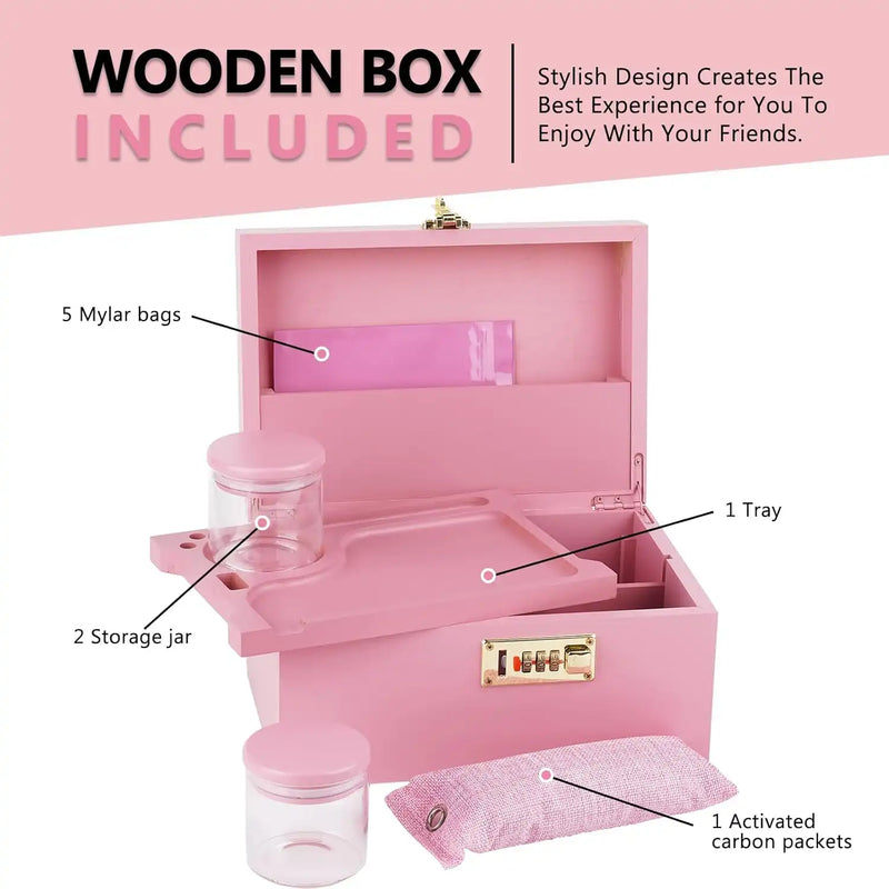 OZCHIN Locking Bamboo Stash Box Kits