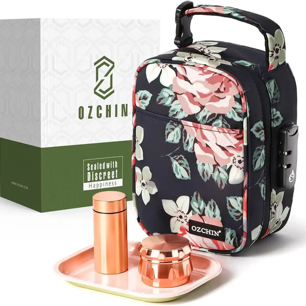 OZCHIN Silvra | Lockable Smell Proof Bag with Kits 9x6.5x4 in(Flower)