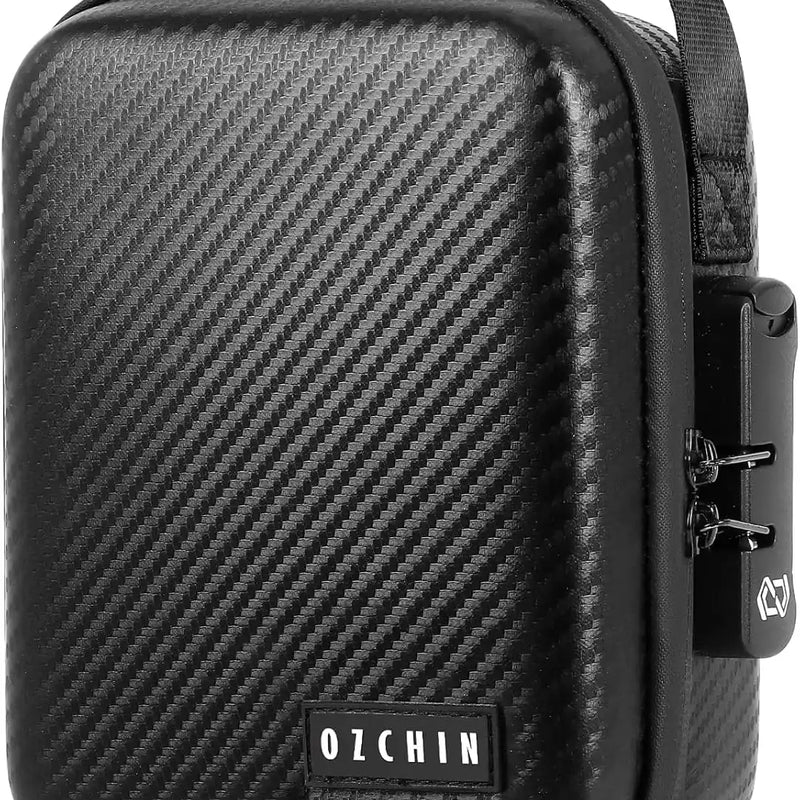 OZCHIN Hard Shell EVA Stash Bag with Lock(M,Black)
