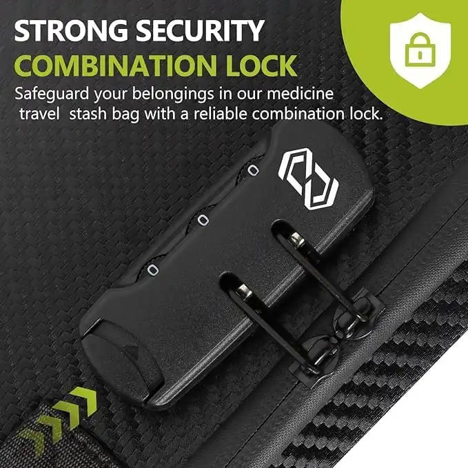 OZCHIN Hard Shell EVA Stash Bag with Lock(M,Black)