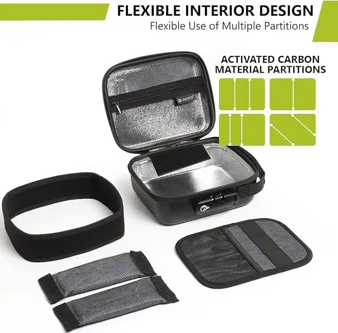 OZCHIN Hard Shell EVA Stash Bag with Lock(M,Black)