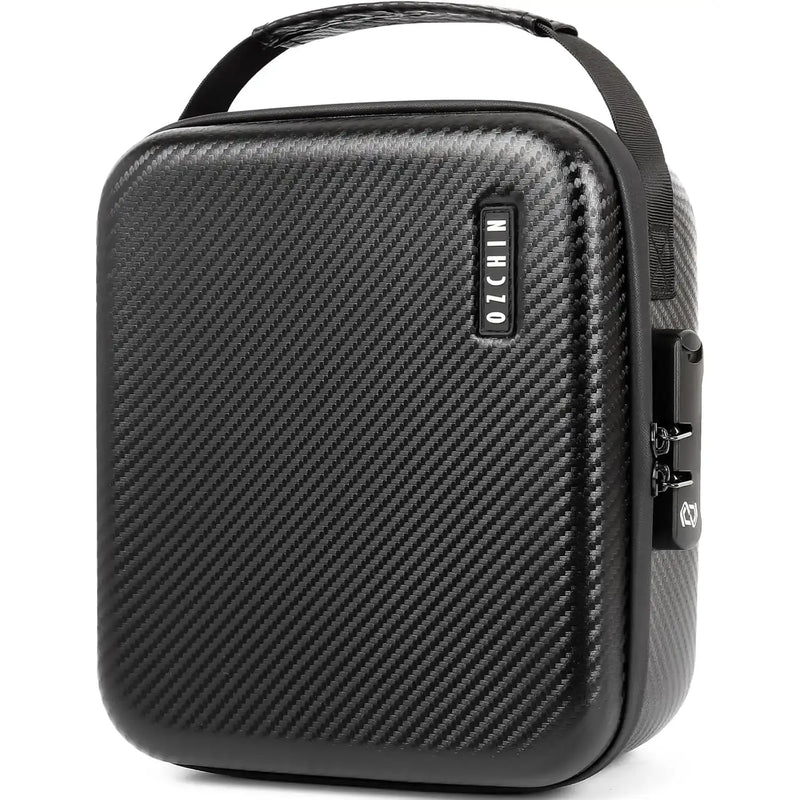 OZCHIN Hard Shell EVA Stash Bag with Lock(L,Black)