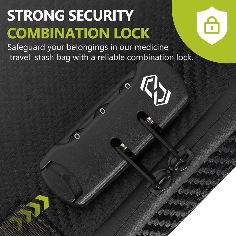 OZCHIN Hard Shell EVA Stash Bag with Lock(L,Black)