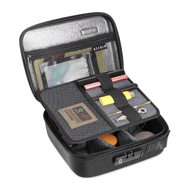 OZCHIN Hard Shell EVA Stash Bag with Lock(L,Black)