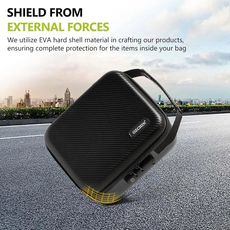 OZCHIN Hard Shell EVA Stash Bag with Lock(L,Black)