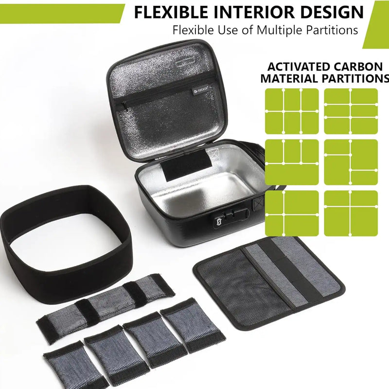 OZCHIN Hard Shell EVA Stash Bag with Lock(L,Black)