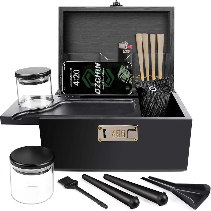 OZCHIN Bamboo Box with Combination Lock Lockable Stash Box Kits OZCHIN Bamboo Box with Combination Lock Lockable Stash Box Kits