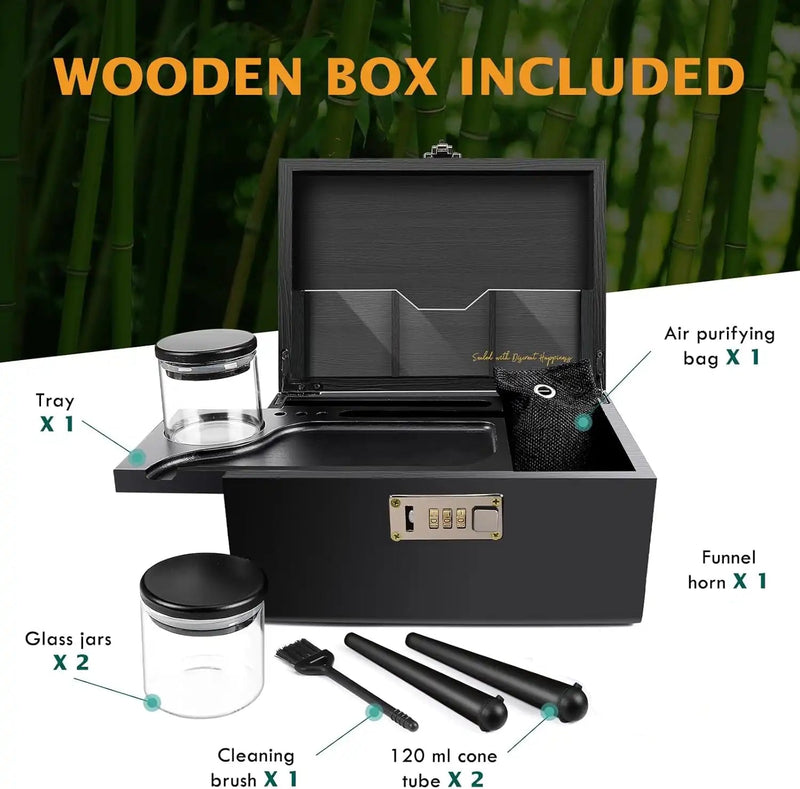 OZCHIN Bamboo Box with Combination Lock Lockable Stash Box Kits OZCHIN Bamboo Box with Combination Lock Lockable Stash Box Kits