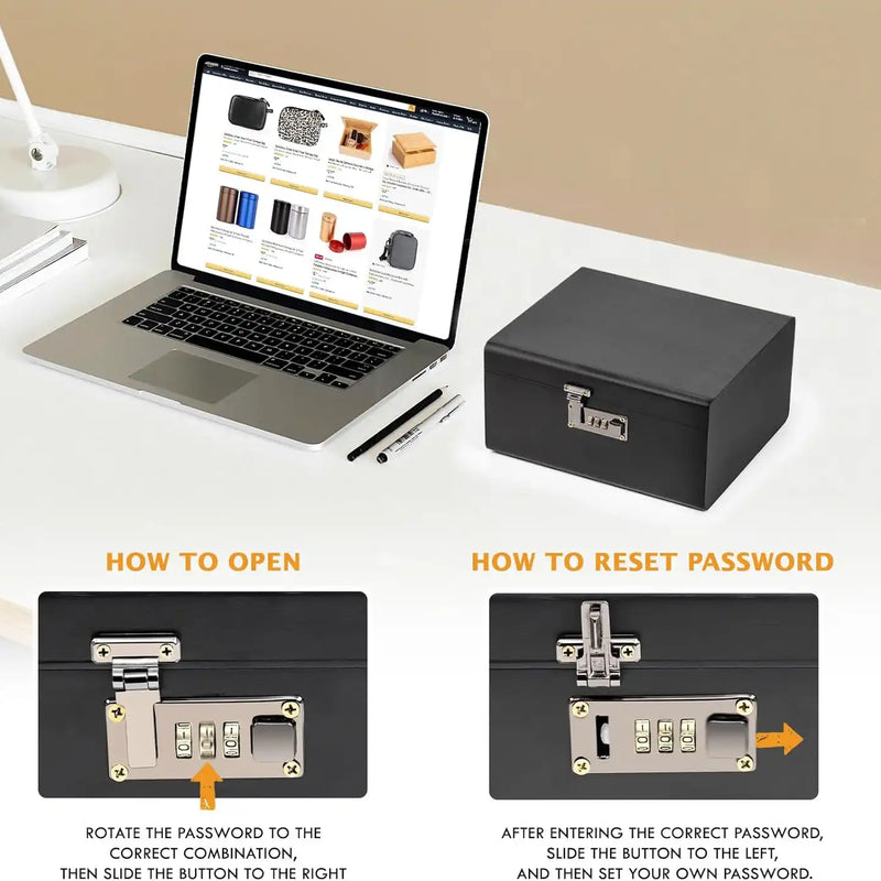 OZCHIN Bamboo Stash Box with Kits(Black)