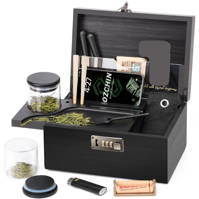 OZCHIN Bamboo Box with Combination Lock Lockable Stash Box Kits OZCHIN Bamboo Box with Combination Lock Lockable Stash Box Kits