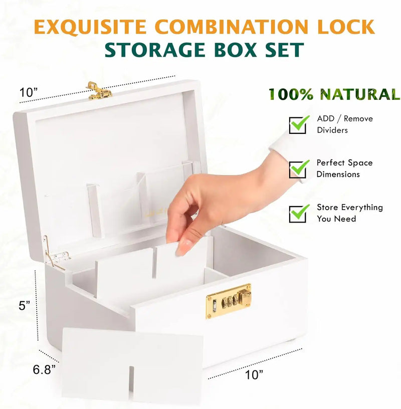 OZCHIN Bamboo Stash Box with Kits(White)