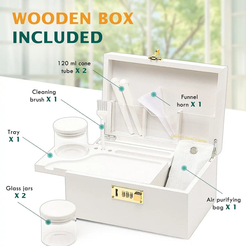 OZCHIN Bamboo Stash Box with Kits(White)