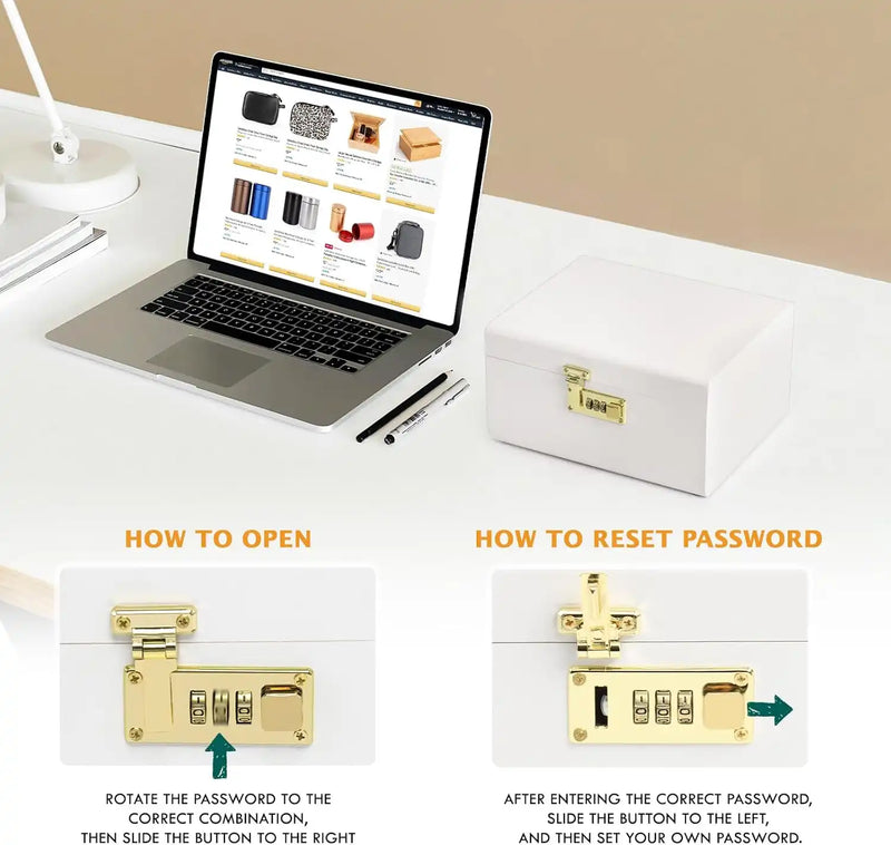 OZCHIN Bamboo Stash Box with Kits(White)