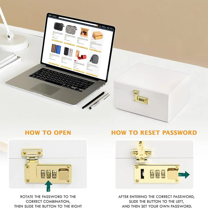 OZCHIN Bamboo Stash Box with Kits(White)