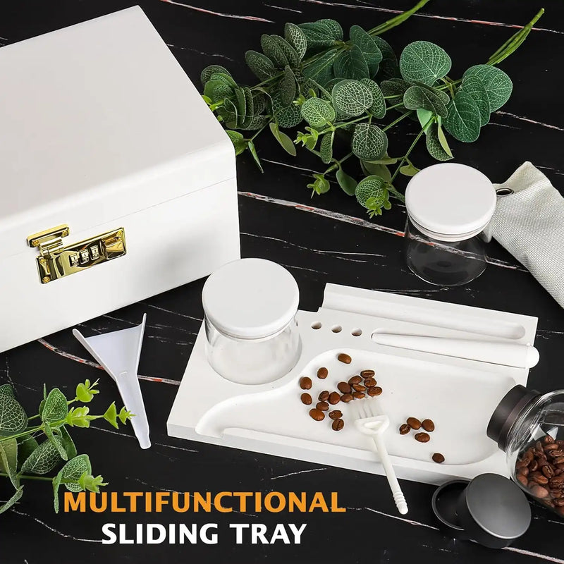 OZCHIN Bamboo Stash Box with Kits(White)