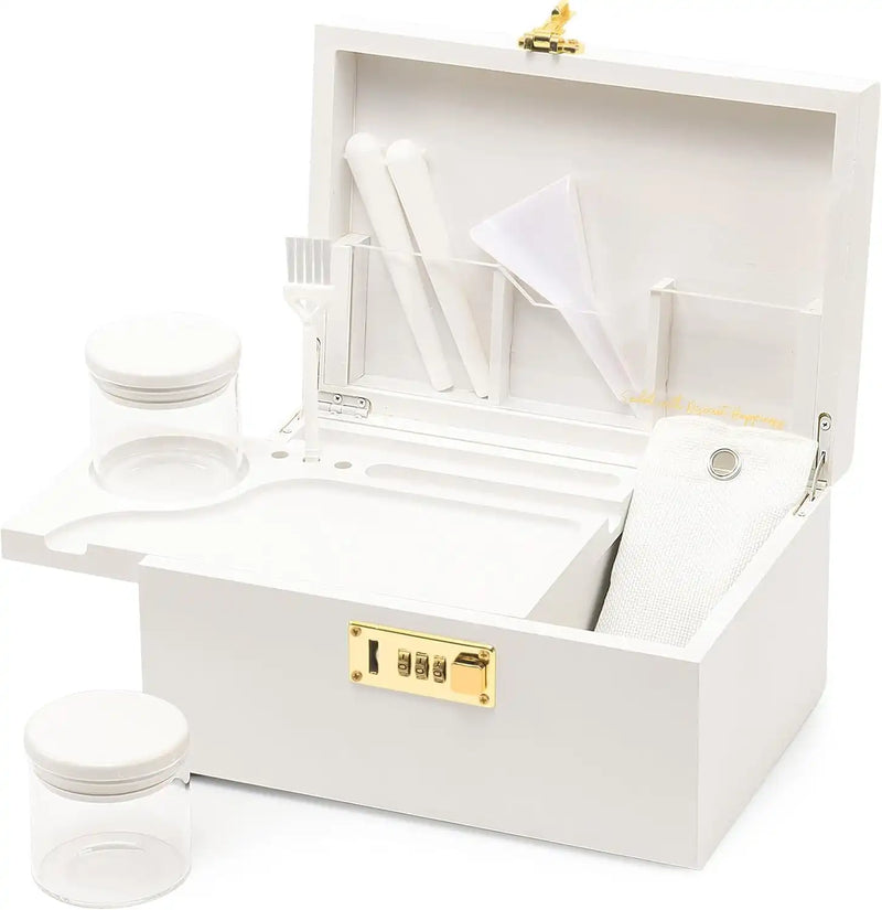 OZCHIN Bamboo Stash Box with Kits(White)