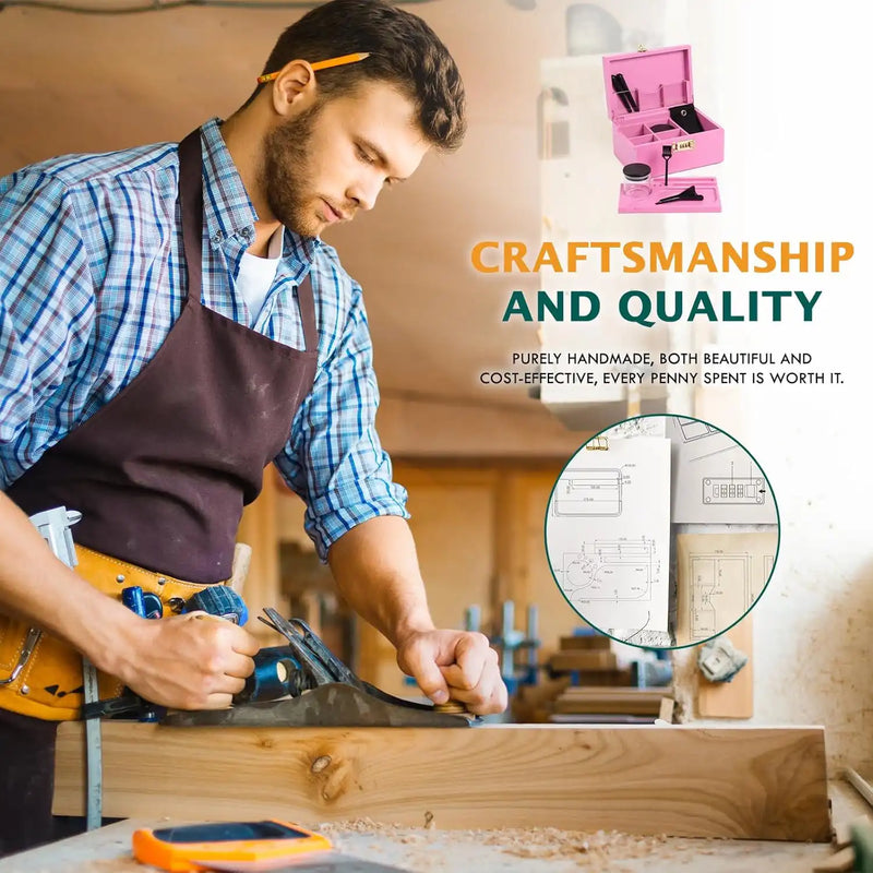 OZCHIN Bamboo Stash Box with Kits(Pink)