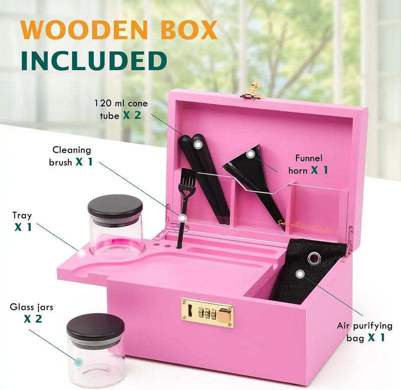 OZCHIN Bamboo Stash Box with Kits(Pink)